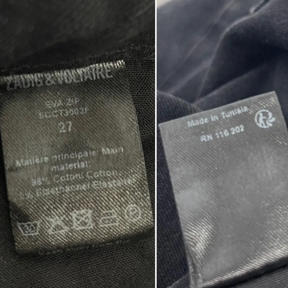 Zadig & Voltaire Paris Eva Zip Jeans Raw Released Hem Slim Skinny Black 27 - Picture 14 of 16